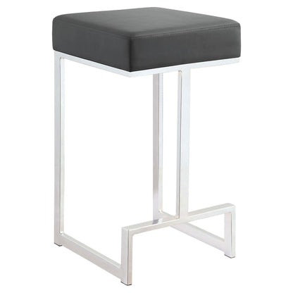 Tabouret de bar carré Gervase, hauteur standard, gris et chrome