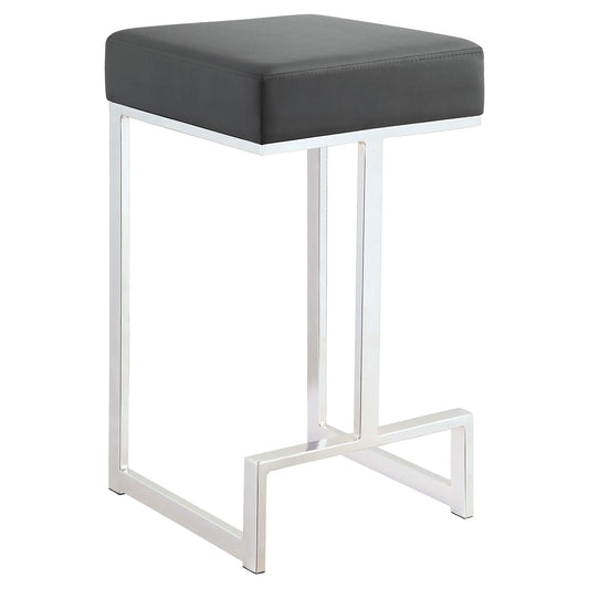 Tabouret de bar carré Gervase, hauteur standard, gris et chrome