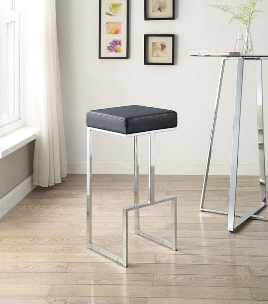 Tabouret de bar Gervase Square, noir et chrome