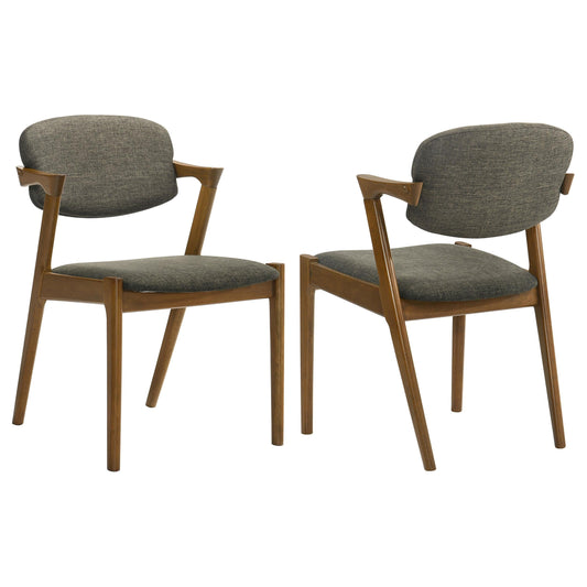 Chaises de salle à manger Malone, gris et noyer foncé (lot de 2)