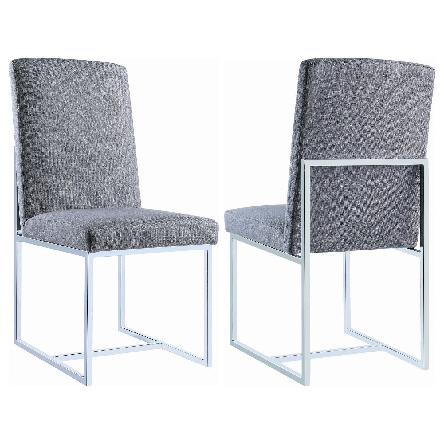 Fauteuils d'appoint rembourrés Mackinnon, gris et chrome (lot de 2)