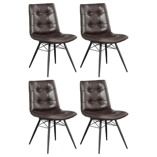 Aiken Fauteuils d'appoint capitonnés en tissu, marron (lot de 4)