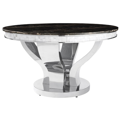 Table de salle à manger ronde Anchorage, chromée et noire