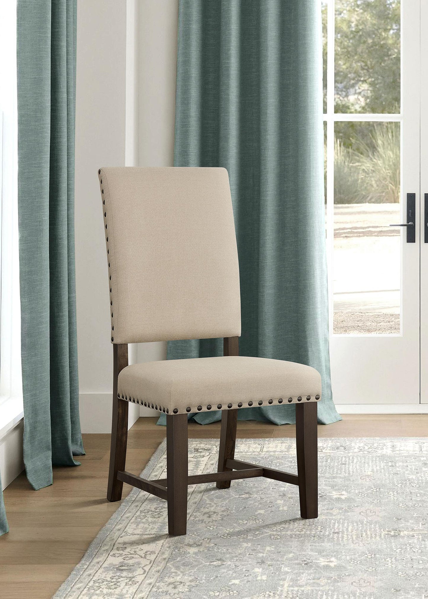 Chaises de salle à manger rembourrées Twain, beige (lot de 2)