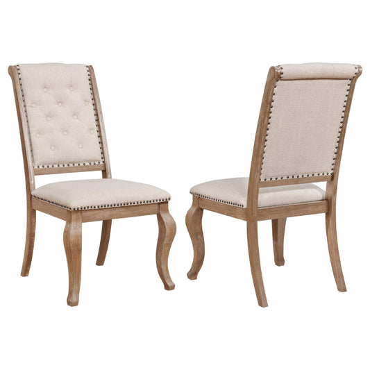 Fauteuils d'appoint capitonnés Brockway, crème et brun clair (lot de 2)