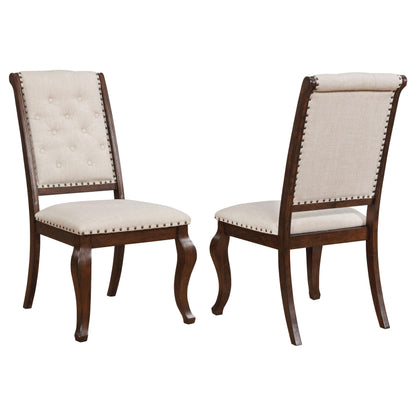 Chaises de salle à manger capitonnées Brockway, couleur crème et Java antique (lot de 2)
