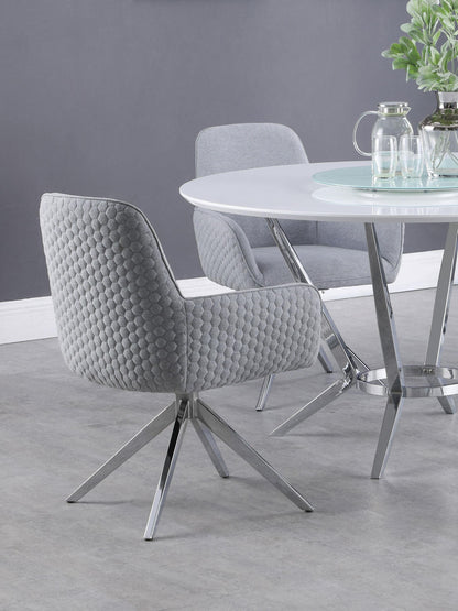 Chaise d'appoint Abby Flare avec accoudoirs, gris clair et chrome