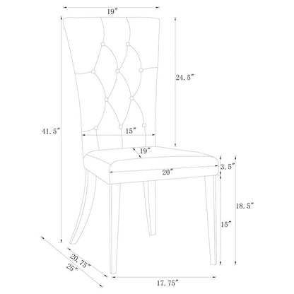 Chaise d'appoint rembourrée et capitonnée Kerwin (lot de 2)