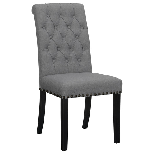 Chaises de salle à manger rembourrées et capitonnées Alana avec garniture à clous (lot de 2)