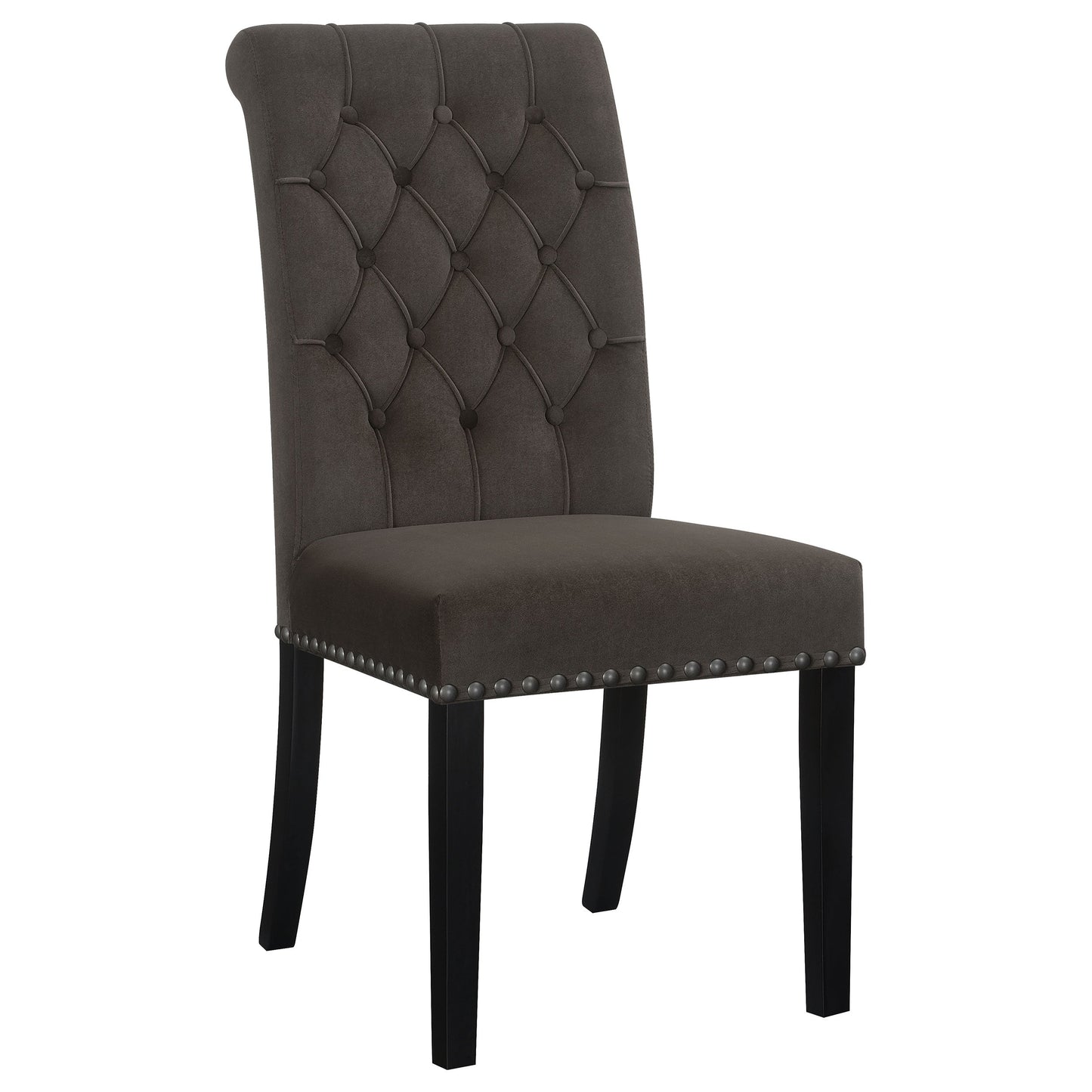 Chaises de salle à manger rembourrées et capitonnées Alana avec garniture à clous (lot de 2)