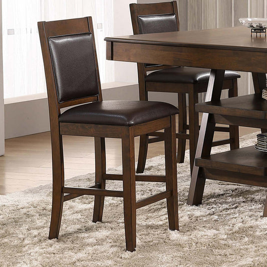 Chaises de comptoir rembourrées Dewey avec repose-pieds (lot de 2) marron et noyer