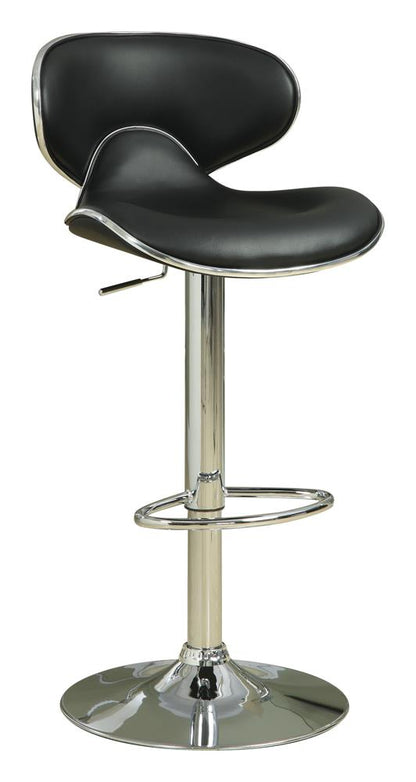 Tabourets de bar rembourrés et réglables en hauteur Edenton, noir et chrome (lot de 2)