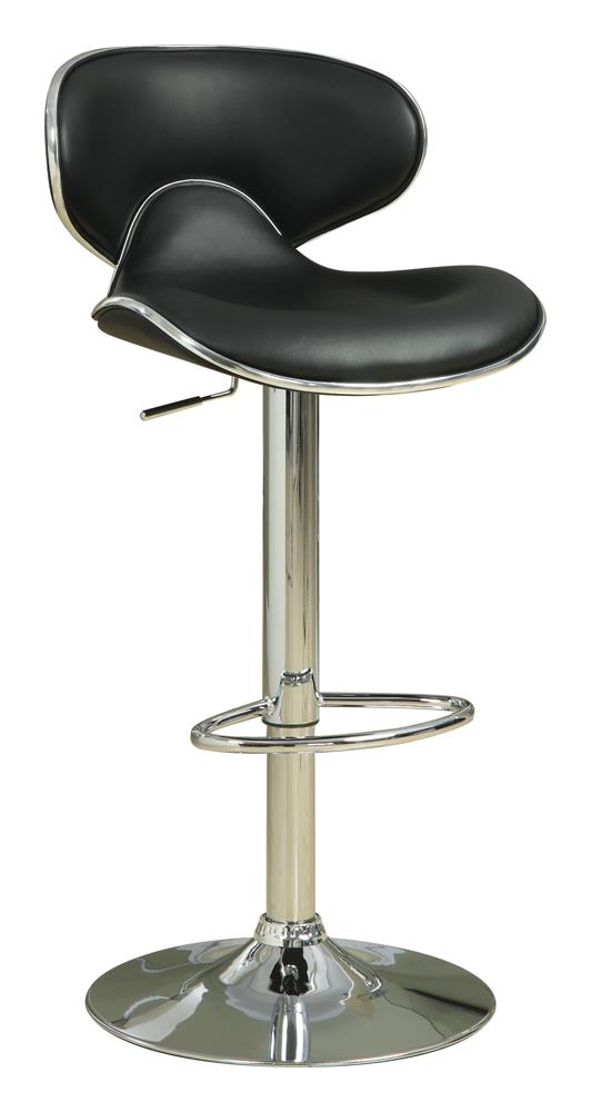 Tabourets de bar rembourrés et réglables en hauteur Edenton, noir et chrome (lot de 2)