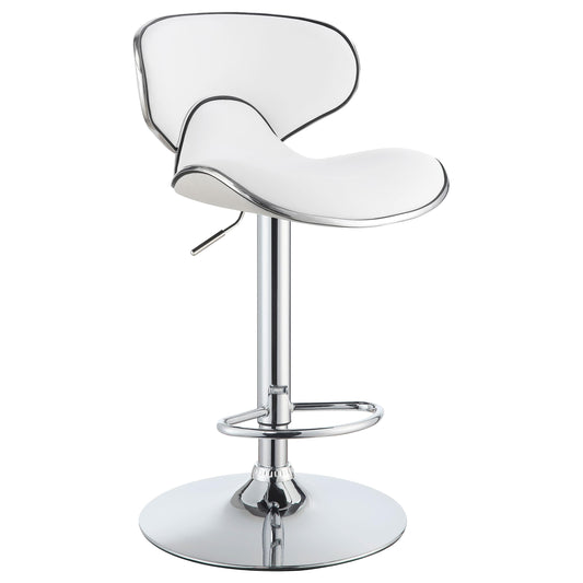 Tabourets de bar rembourrés et réglables en hauteur Edenton, blanc et chrome (lot de 2)