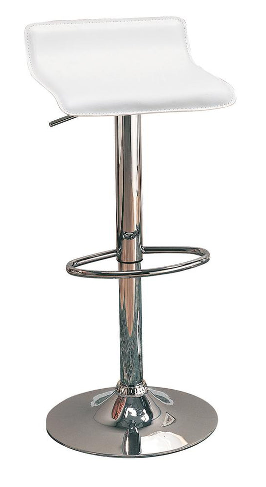 Tabourets de bar réglables Bidwell 29 avec dossier rembourré, blanc et chrome (lot de 2)