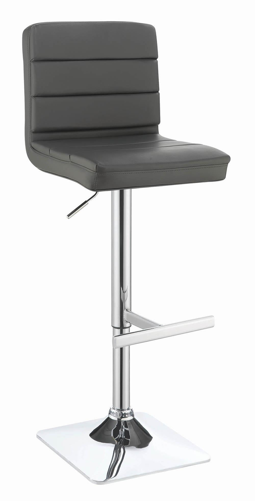Tabourets de bar réglables et rembourrés Bianca, gris et chrome (lot de 2)