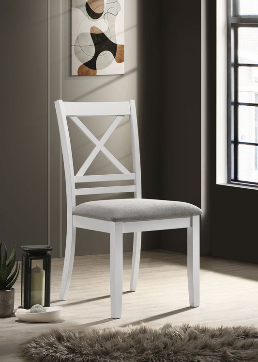Chaise de salle à manger en bois avec dossier en croix Hollis, blanche