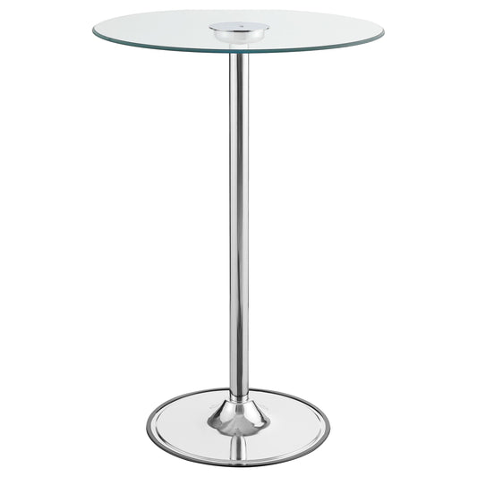 Table de bar Thea LED, chromée et transparente