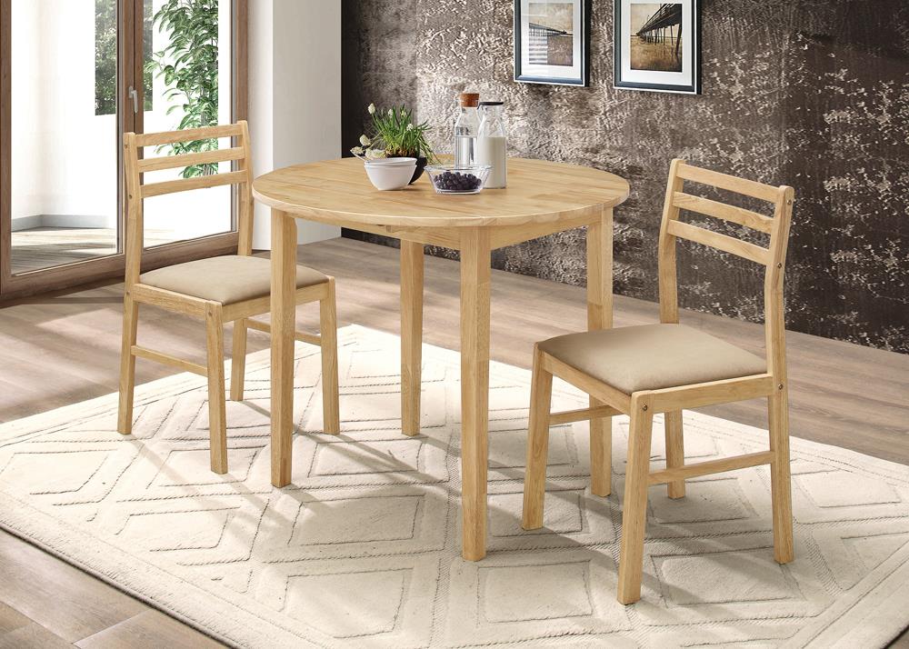 Ensemble de salle à manger Bucknell 3 pièces avec rallonge, naturel et beige.