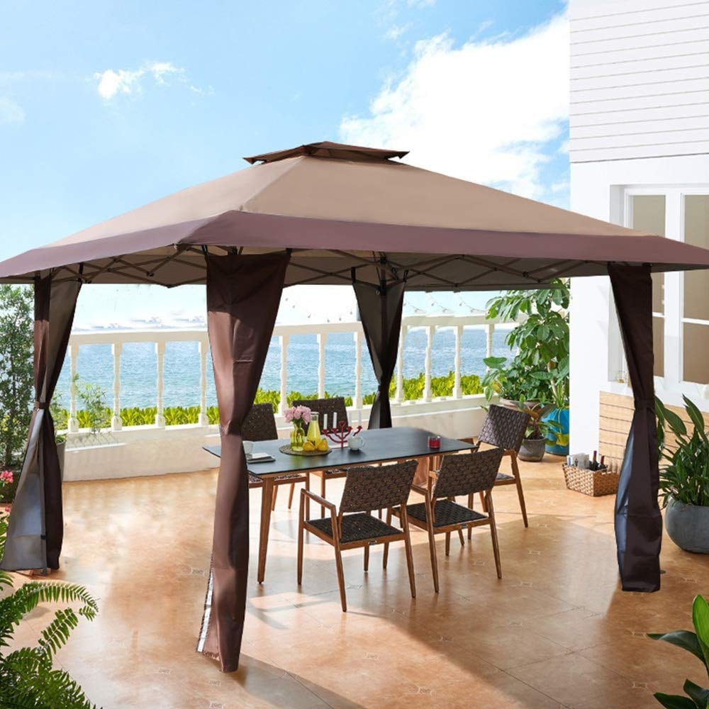 Caravane de jardin gonflable renforcée de 13' x 13' (3,96 m x 3,96 m) avec élégant rideau d'angle - 13x13ft