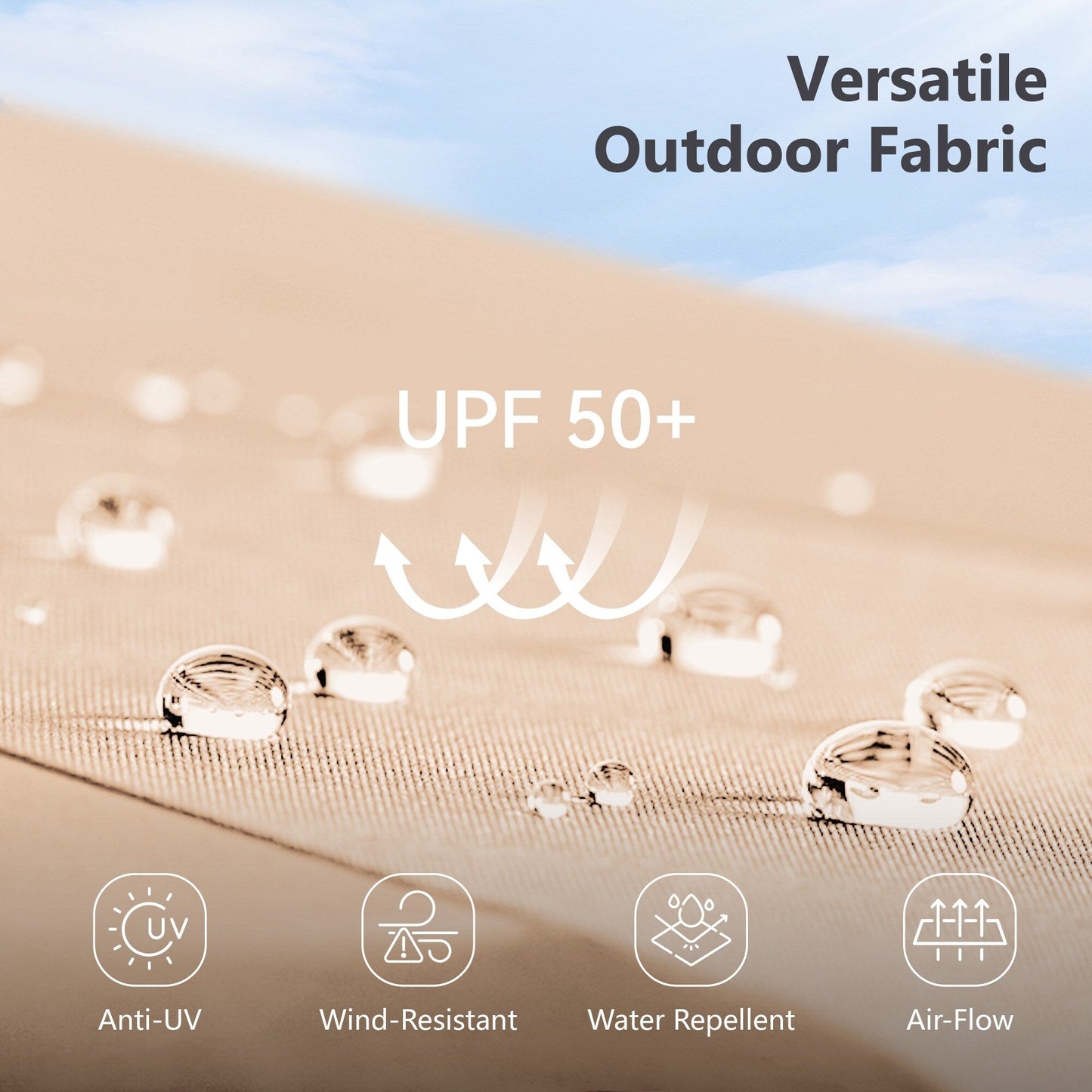 Parasol de terrasse rectangulaire de 4,5 mètres à manivelle, double face, pour extérieur, avec éclairage solaire LED et base incluse.