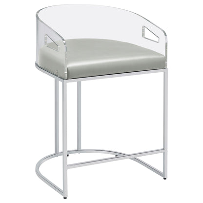 Thermosolis Tabourets de comptoir avec dossier en acrylique, gris et chrome (lot de 2)