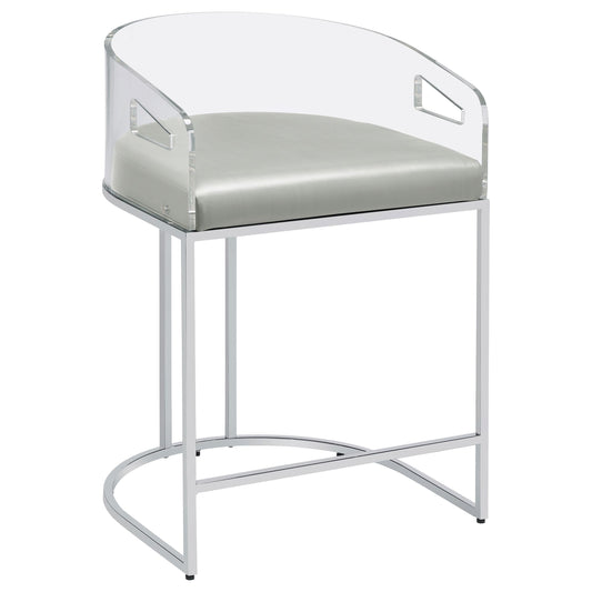 Thermosolis Tabourets de comptoir avec dossier en acrylique, gris et chrome (lot de 2)
