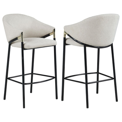 Tabourets de bar Chadwick à accoudoirs inclinés, beige et noir brillant (lot de 2)
