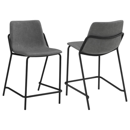 Tabourets de comptoir à dossier plein et pieds rembourrés Earnest, gris et noir (lot de 2)