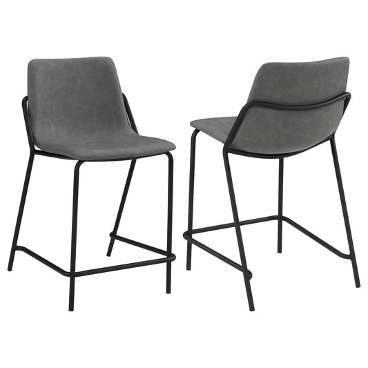 Tabourets de comptoir à dossier plein et pieds rembourrés Earnest, gris et noir (lot de 2)