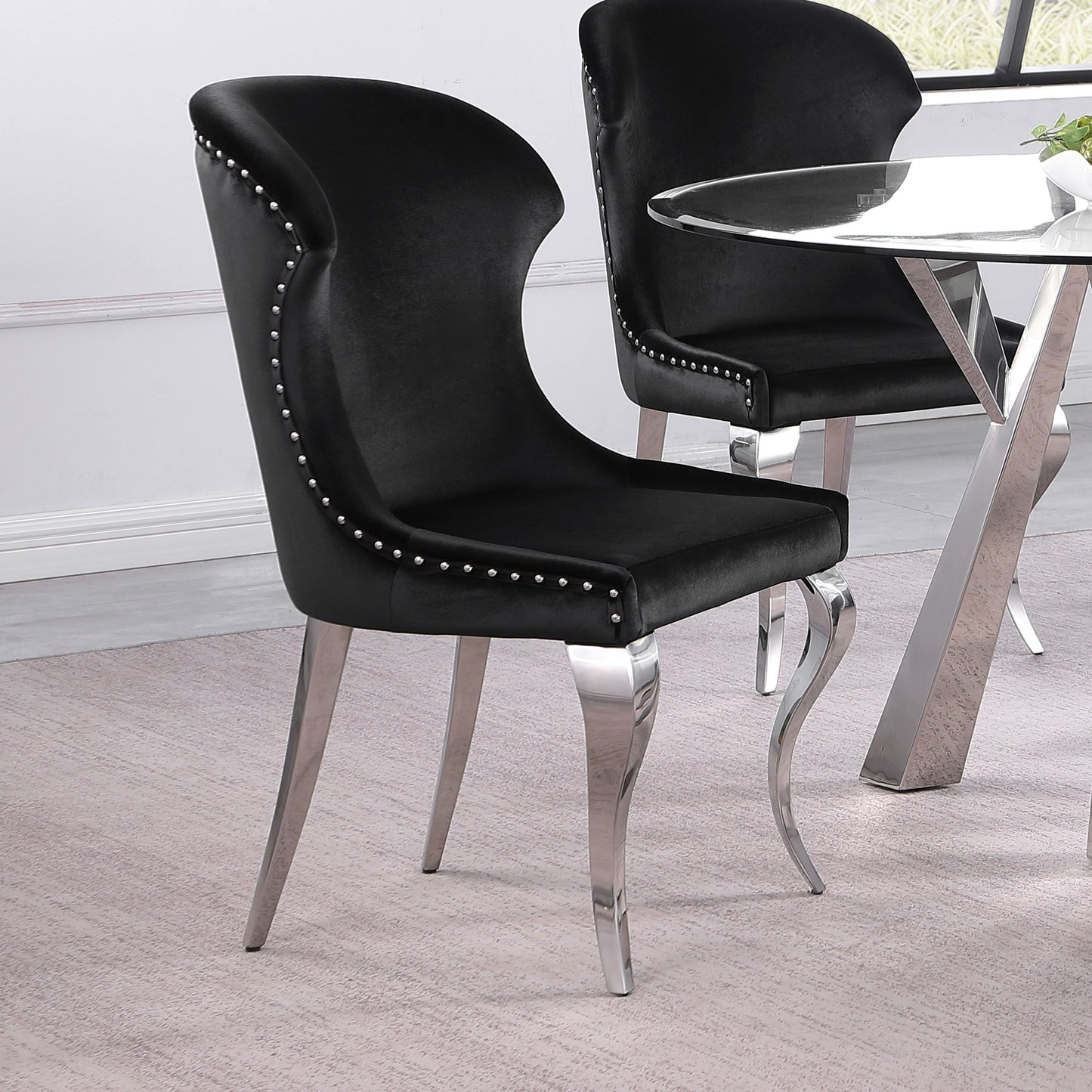 Cheyanne Fauteuil d'appoint à dossier en forme d'aile avec garniture à clous (lot de 2)