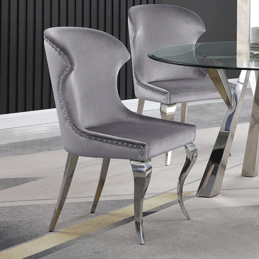 Cheyanne Fauteuil d'appoint à dossier en forme d'aile avec garniture à clous (lot de 2)