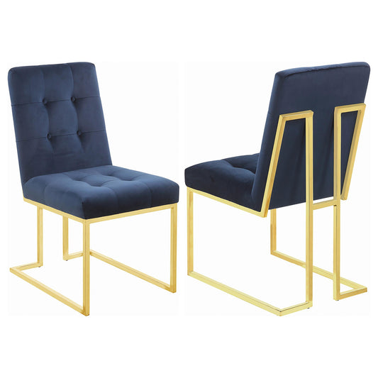 Chaises d'appoint Cisco à dossier capitonné, bleu encre (lot de 2)