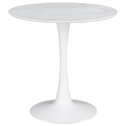 Table de salle à manger ronde sur pied Arkell de 76 cm (30 pouces) blanche