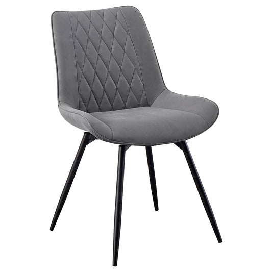 Diggs Chaises de salle à manger pivotantes capitonnées en tissu, gris et gris anthracite (lot de 2)
