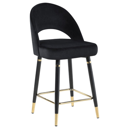 Tabourets de bar rembourrés à dossier incurvé Lindsey, hauteur standard, noir (lot de 2)