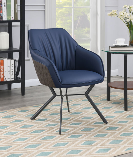 Chaises de salle à manger capitonnées Mayer (lot de 2) bleu et brun