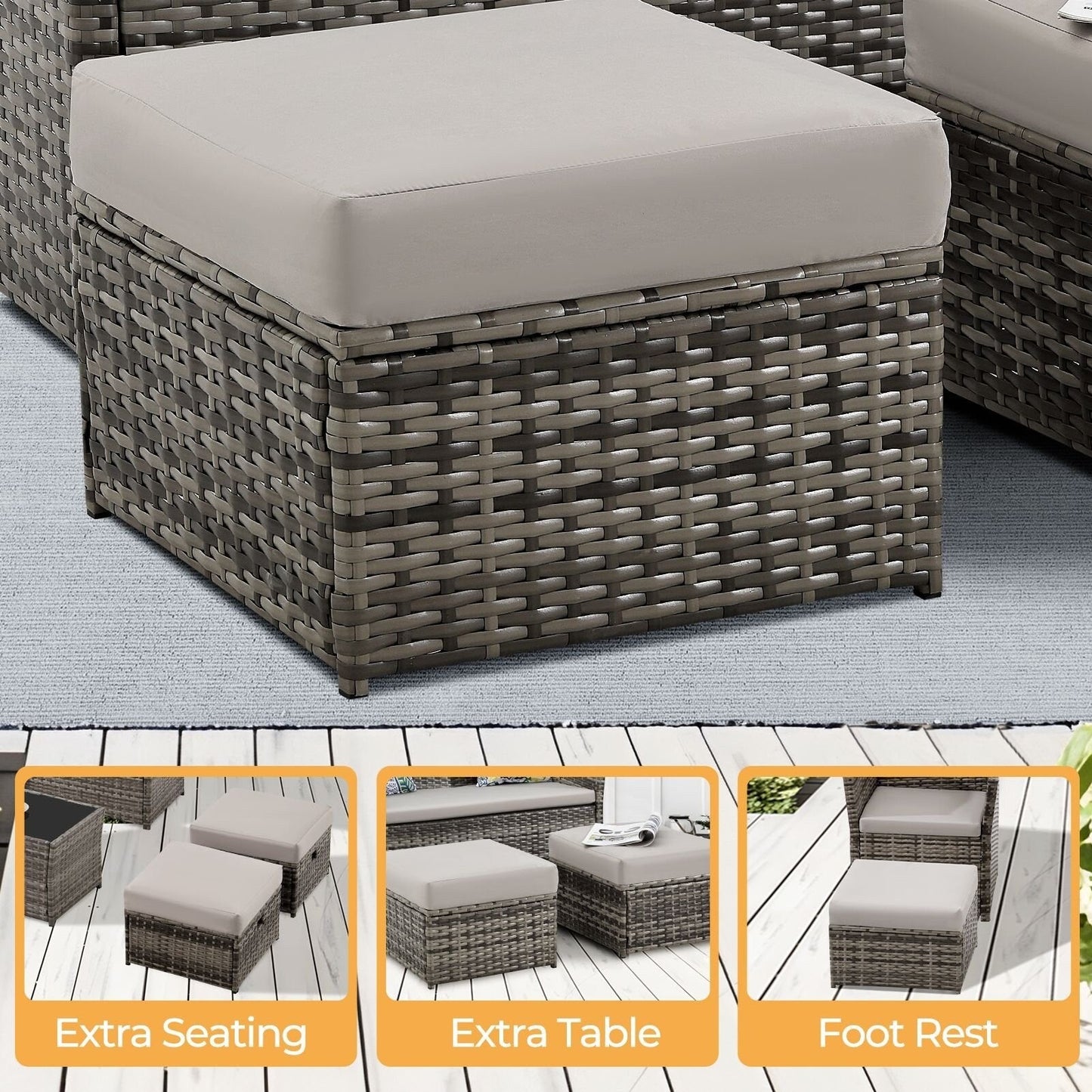 Ottomans en osier pour patio (lot de 2) -- Liquidation
