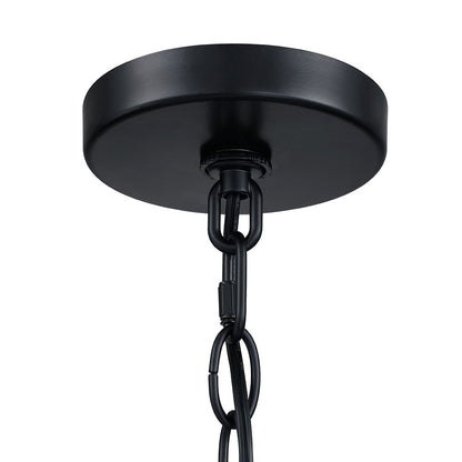 Suspension lumineuse en forme de lustre à 4 lumières, 56 cm (22 po), noir mat, avec abat-jour blanc en forme de tambour - 22 W