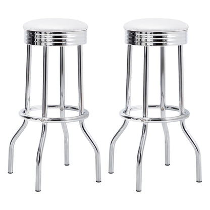 Tabourets de bar Theodore avec revêtement en tissu, blanc et chrome (lot de 2)