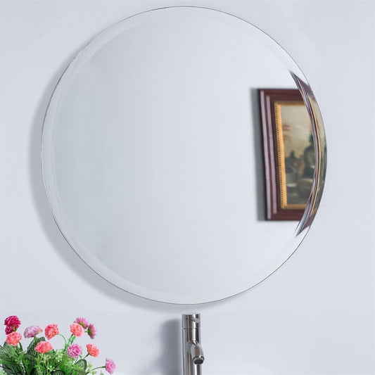Miroir de salle de bain rond sans cadre, 22 pouces - Verre miroir - 22 po.