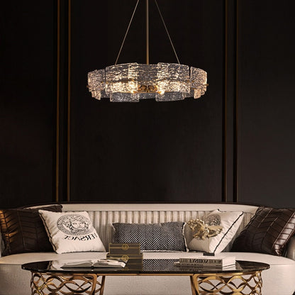 Luminaire suspendu moderne en cristal doré de 60 cm (23,6 po) à 6 lumières, style glamour, pour îlot de cuisine et salle à manger.