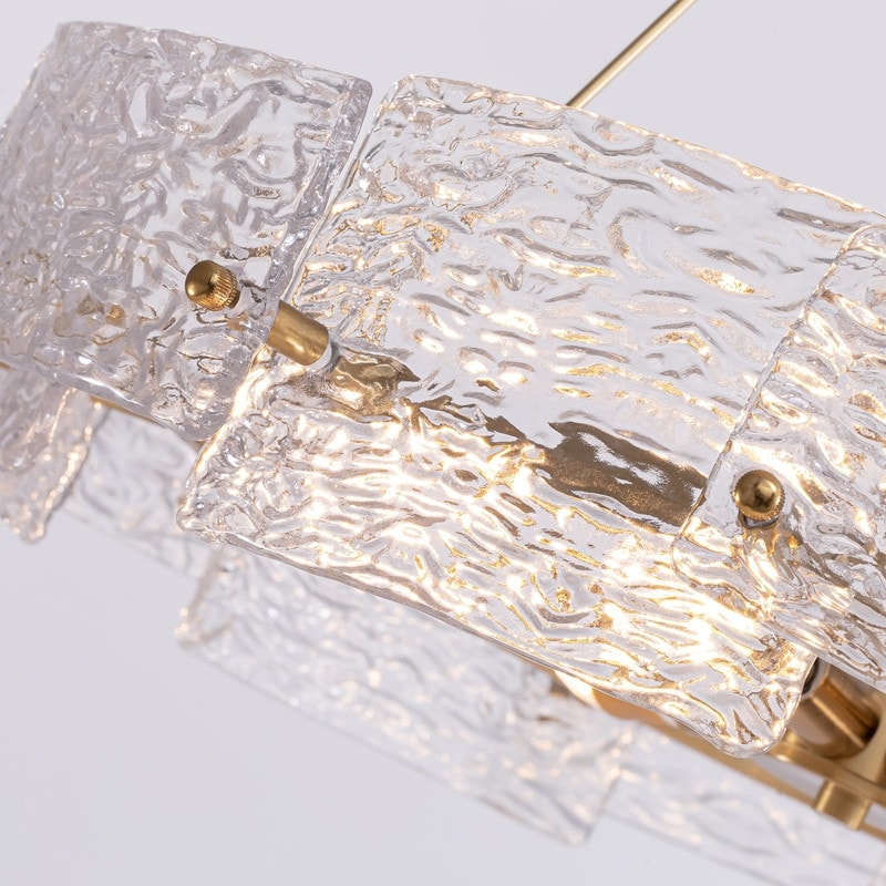 Luminaire suspendu moderne en cristal doré de 60 cm (23,6 po) à 6 lumières, style glamour, pour îlot de cuisine et salle à manger.