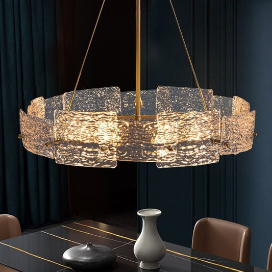 Luminaire suspendu moderne en cristal doré de 60 cm (23,6 po) à 6 lumières, style glamour, pour îlot de cuisine et salle à manger.