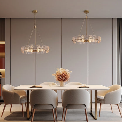 Luminaire suspendu moderne en cristal doré de 60 cm (23,6 po) à 6 lumières, style glamour, pour îlot de cuisine et salle à manger.