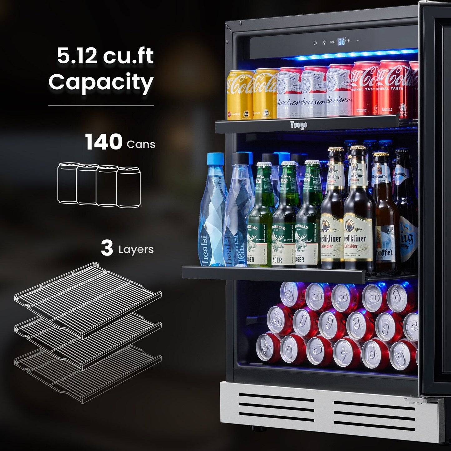 Réfrigérateur à boissons de 60 cm (24 pouces) - 140 canettes - pour sodas, vins et autres boissons - 60 cm (24 pouces)