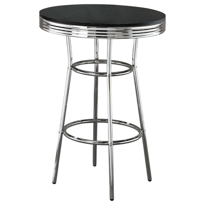 Table de bar ronde Theodore, noir et chrome