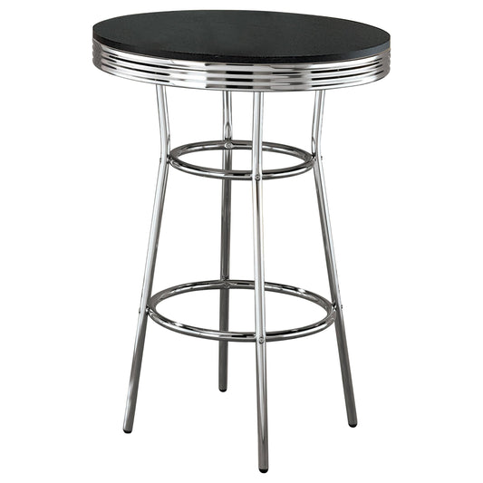 Table de bar ronde Theodore, noir et chrome