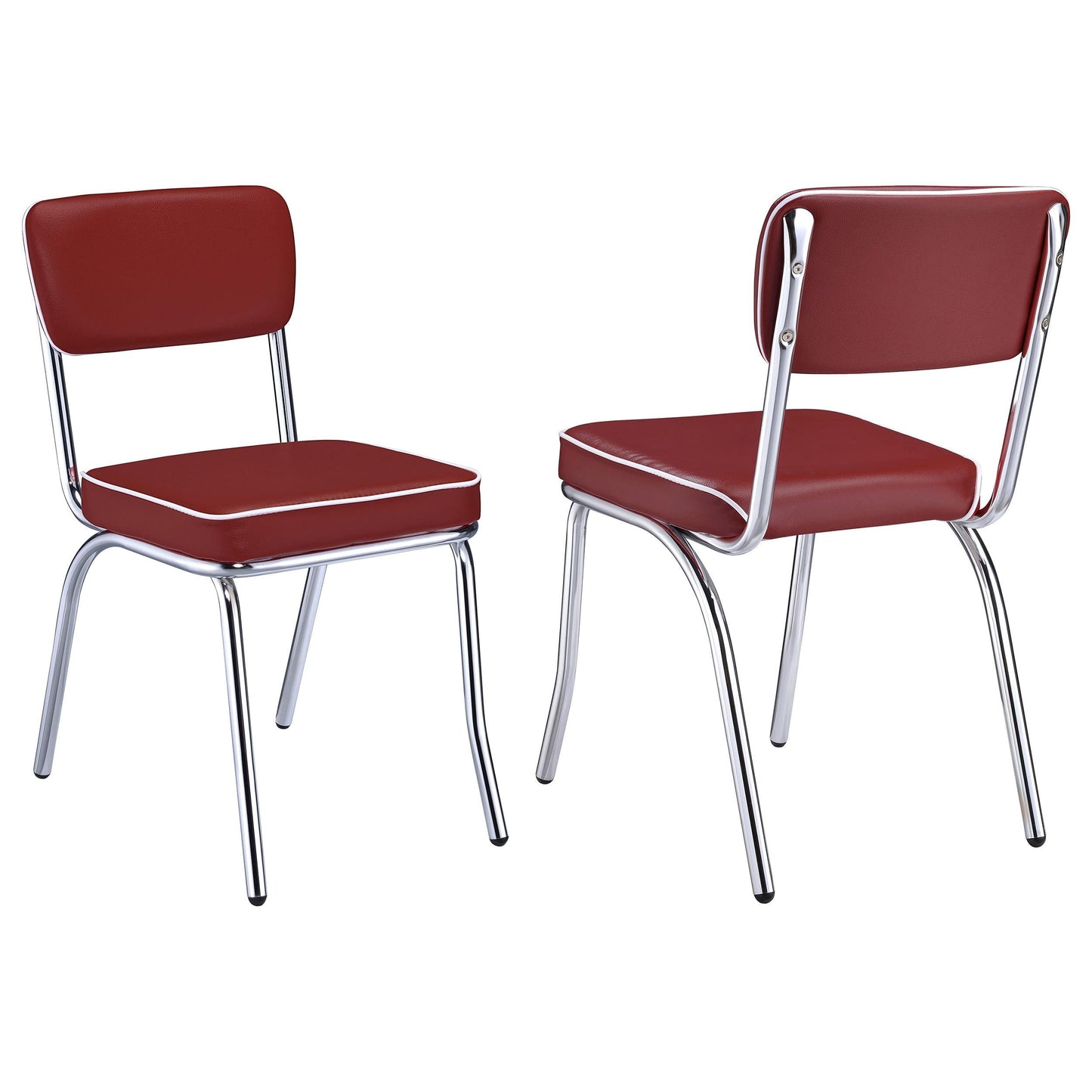 Chaises de bar rétro à dossier ouvert, rouge et chrome (lot de 2)