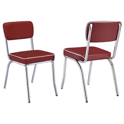 Chaises de bar rétro à dossier ouvert, rouge et chrome (lot de 2)